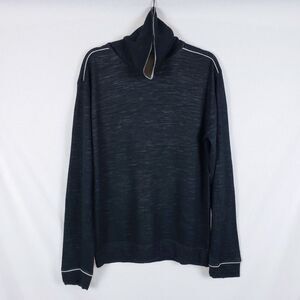 Armani Collezioni Turtleneck Sweater Mens L Gray Long Sleeve Wool-Blend Lined
